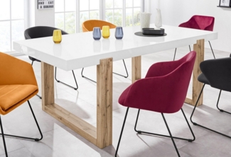 loft24 Esstisch Samir, Tisch weiß aus MDF in Hochglanz Optik, Breite 200 cm, Holzbeine