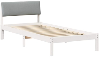 vidaXL Bettgestell Weiß und Hellgrau 90 x 190 cm Massivholz Kiefer 878578
