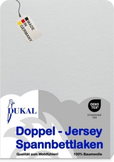 DUKAL Spannbettlaken Spannbettlaken aus hochwertigem DOPPEL-Jersey, 100% Baumwolle, Doppel-Jersey, Gummizug: rundum, (1 Stück), 80x200 cm, mit Spannumrandung, Made in Germany