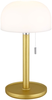 LED Tischleuchte, Bambus messing, opal, IP44, H 28 cm