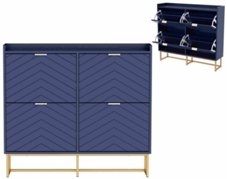 UEV Schuhschrank mit 4 Klappen, Schuhkipper Schmal, Schuhregal mit Metallfüße (98,5 x 24 x 103,5cm Modern Schuhaufbewahrung mit Oberplatte, Schuhkommode,Anti-Kipp-Vorrichtung für Eingangsbereich) trennwände verstellbar und abnehmbar für verschiedene Sc...