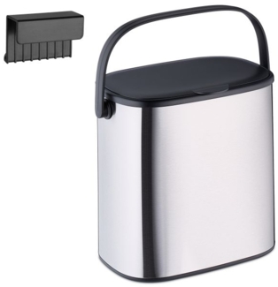 Relaxdays Mülleimer, 5 Liter, Eisen, Silber / Schwarz