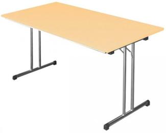 Klapptisch Schreibtisch, Gestell Chrom/ Platte Ahorn, 75 x 180 x 80 cm