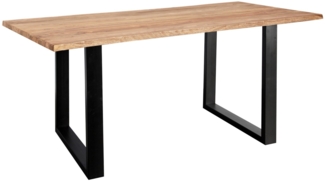 Baumkante Esstisch Sheesham naturbelassen 200 x 100 schwarz MAREK 76396959