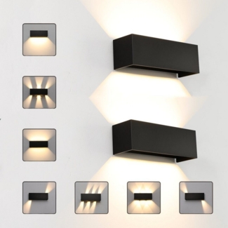 LETGOSPT Wandleuchte LED Wandlampe Innen/Außen Aluminium Wandleuchte Auf & ab Einstellbarer, LED fest integriert, warmweiß, 12W Quader LED Außenwandleuchte,IP65 Wasserdichte,für Hallen, Hotel