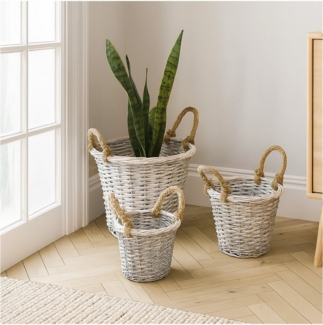 HTI-Living Blumentopf 3er Set Pflanzkörbe aus Weide mit Juteseil (Set, 3 St, 3 Blumentöpfe in versch. Größen), Pflanzgefäße Blumentöpfe