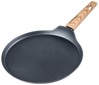 Schäfer Elektronik Crêpepfanne Crepepfanne Ø 28 cm "Maple Wood" Pfannenkuchenpfanne, geschmiedete Aluminiumlegierung, Raue Antihaftbeschictung