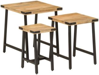 vidaXL Satztische 3 Stk. Massivholz Mango und Eisen 372735