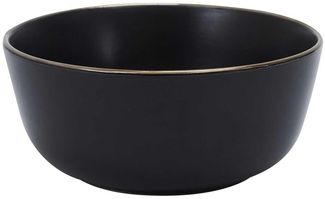 HOME DECO FACTORY, KA0136, Elegant Black Bowl with Gold Edging, Perfect for soups, Salads and Desserts Ideal for All Occasions, Easy to Integrate into Your Tableware D14 cm, Black, Gold