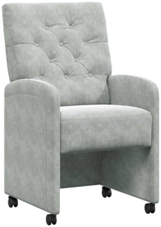 vidaXL Esszimmerstühle mit Rollen 2 pcs Hellgrau 58 x 67 x 97 cm Samt 42017866