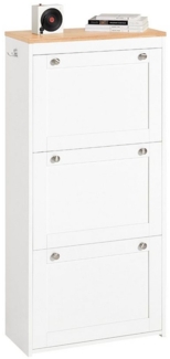 SoBuy Schuhschrank FSR144 Schuhkipper mit 3 Klappen Schuhablage Schuhkommode mit 2 Haken Weiß