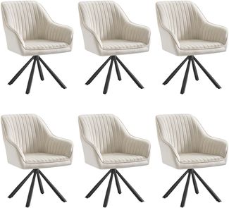 SONGMICS Esszimmerstuhl, Küchenstuhl, Sessel drehbar, Samt, Polsterstuhl mit Armlehnen, bis 120 kg belastbar, Stahlbeine, für Esszimmer Küche, cappuccinobeige-tintenschwarz