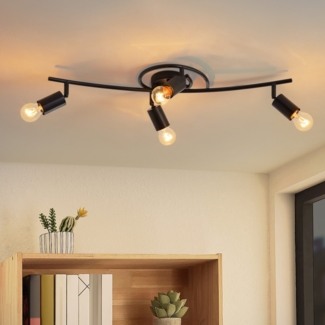 ZMH Deckenleuchte Vintage Deckenlampe Schwarz - E27 Deckenstrahler 4 Flammig Schwenkbar 350° Deckenspot Industrial Spots küchenlampe für Küche Flur Wohnzimmer Schlafzimmer(ohne Leuchtmittel)