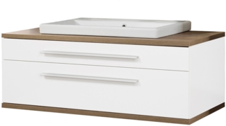 Fackelmann 'Stanford' Badmöbelset 2-teilig mit Keramikbecken, Holz weiß, 41 x 50 x 110 cm
