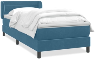 vidaXL Boxspringbett mit Matratze Dunkelblau 80x220 cm Samt 3317635
