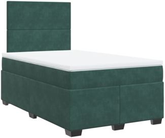 vidaXL Boxspringbett mit Matratze Dunkelgrün 120x200 cm Samt 3290879