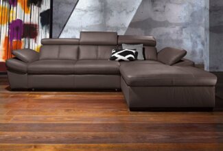 exxpo - sofa fashion Ecksofa Salerno, klassisch modernes Funktionssofa, hoher Sitzkomfort, L-Form, inkl. Kopf- und Armteilverstellung, wahlweise mit Bettfunktion