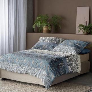 Irisette Bettwäsche Irisette Mako Satin Bettwäsche Sky 8507-20 Paisley Blau Weiß 135x200, Mako Satin, 2 teilig, Verdeckter Qualitäts-Reißverschluss