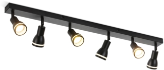 ZMH Deckenleuchte 6 Spots Schwarz: Metall Deckenlampe GU10 Innen Schwenkbare Spots für Küche Büro Wohnzimmer Schlafzimmer, Ohne Leuchtmittel