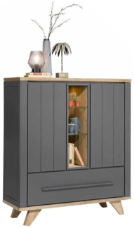 Highboard Jardin , Holz, Holzwerkstoff, Metall , Schwarz, Holzfarben , 125 x 140 x 45 cm