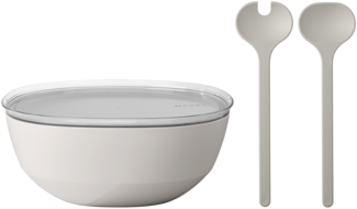 Mepal SILUETA Servierschale mit Deckel & Salatbesteck 5000 ml Nordic White