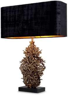 Casa Padrino Luxus Tischleuchte Vintage Messing / Schwarz 50 x 22 x H. 68,5 cm - Schreibtischleuchte mit Lampenschirm und Granitsockel - Luxus Tischleuchten - Luxus Schreibtischleuchten