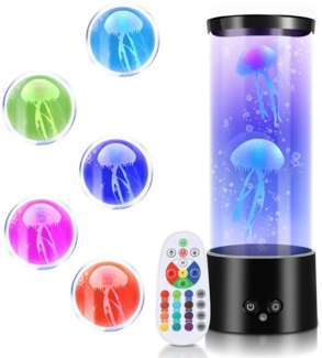 Clanmacy Lavalampe LED Quallen Lava Lampe Lichtmodi Mit Fernsteuerung Nachtlicht RGB