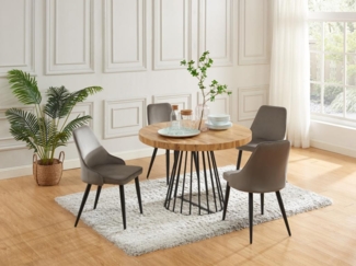Vente-unique - Esstisch ausziehbar - 2 bis 12 Personen - MDF & Stahl - Holzfarben & Schwarz - FIRELA