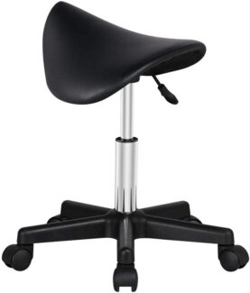 Yaheetech Drehhocker Höhenverstellbarer Sattelhocker mit 5 Rollen, Rollhocker Praxishocker Hygienehocker