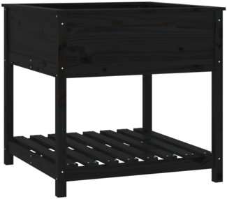 vidaXL Pflanzkübel mit Ablage Schwarz 82,5x82,5x81cm Massivholz Kiefer 823798