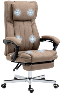 Vinsetto Schreibtischstuhl ergonomischer Bürostuhl mit 5 Massagemodi, verstellbarer Kopfstütze (höhenverstellbarer Drehstuhl, 1 St), mit Fernbedienung, Leinenoptik, Braun