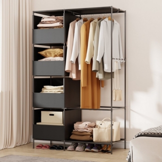 MULISOFT Kleiderständer offener Kleiderschrank mit Kleiderstangen, (1 St), Garderobenständer aus Metall und Vliesstoff für Schlafzimmer