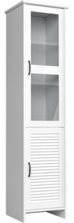 Vitrinenschrank "Orient" Glasvitrine Lamellentür 48cm 2-türig weiß Landhaus Stil