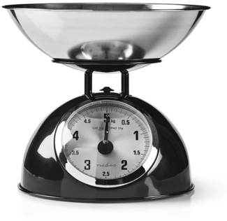 Küchenwaagen | Analog | Edelstahl | Abnehmbare Schale | Schwarz