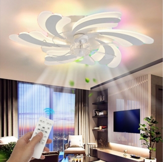 LETGOSPT Deckenleuchte Leise Deckenventilator mit Beleuchtung, 60W LED Deckenleuchte 5000LM, LED fest integriert, Kaltweiß, Naturweiß, Warmweiß, LED Deckenbeleuchtung mit Ventilator,5 Lichter Design Deckenventilator