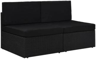 vidaXL Modulares 2-Sitzer-Sofa Poly Rattan Schwarz 49503