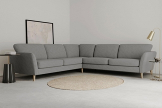 Home affaire Ecksofa MARSEILLE 278/278 cm, L-Form, Webstoff, Flachgewebe, Filzoptik, gleichschenklig, Massivholzbeine, Landhausstil, Wellenunterfederung