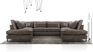 AX LIVING braune Ecksofa Castellio dunkelbraun Wohnlandschaft U Form