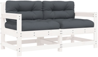vidaXL Gartenstühle mit Kissen 2 Stk. Weiß Massivholz Kiefer 825591