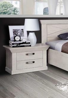 2er Set Nachttisch "Kashmir" Nachtkonsole 67cm pinie weiß Landhaus-Stil