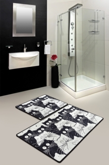 Badematten-Set (2 Stück), 'White Cats', Mehrfarbig