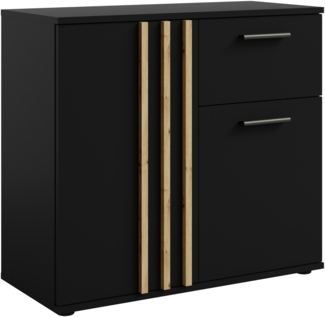 AX LIVING Kommode mit Schublade „Turell 2D1SZ“ – 80 cm Schwarz
