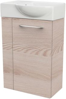 Fackelmann SBC B. CLEVER Gäste WC Set 2-teilig 45 cm, Braun hell, rechts, Keramik Hahnloch links