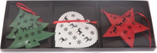 Dekohänger Weihnachten Metall 9 x 9 cm bunt 3 Stück