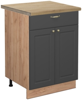 Vicco Küchenunterschrank Anthrazit-Gold 60 cm mit Schublade, AP Eiche, Fame-Line