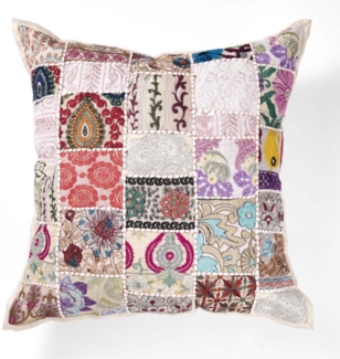 Indisches Patchwork Kissen Mar Beige