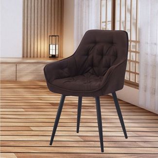 LebensWohnArt Stuhl Design Drehstuhl UDINA vintage-braun Mikrofaser Ziersteppung