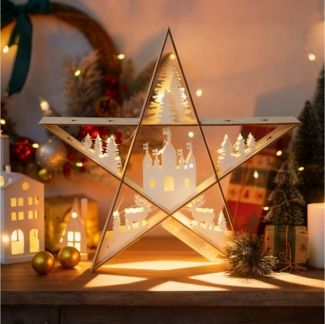 Salcar LED-Lichterkette LED Stern Weihnachten Deko Licht Weihnachtsbeleuchtung Warmweiß, 30cm für Tisch & Fenster, festliche Sternen-Deko