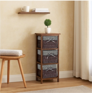 HTI-Living Badregal Praktisches Regal aus Paulowniaholz mit 3 Körben, Stück 1-tlg, Badregal Schubladenkommode