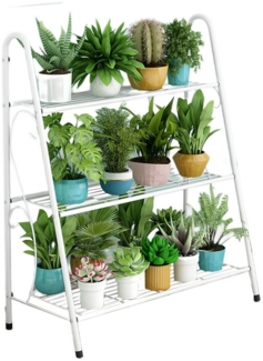 GarveeMore Blumenständer 3 Etagen Pflanzenständer,mit Rutschfesten Füßen,Verstärkten Rundrohren, Europäisches Blumenregal mit Rostschutz,Stabiles Pflanzengestell